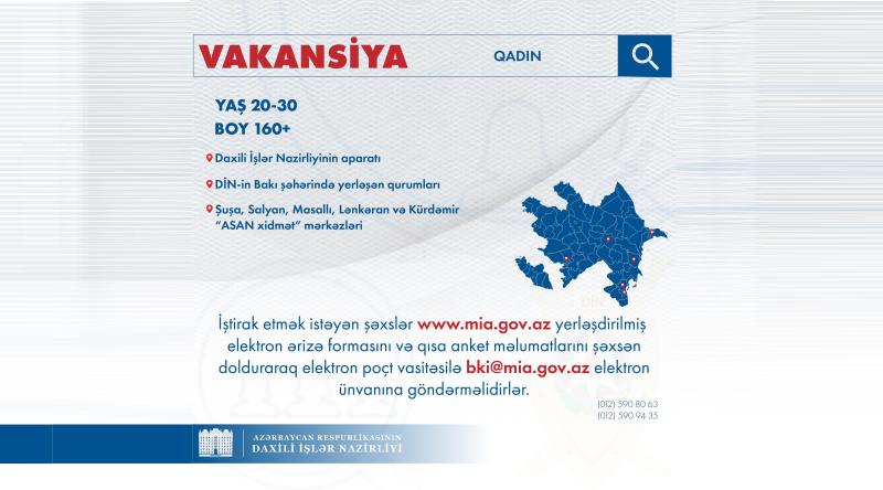 DİN qadınların xidmətə qəbulu üçün müsabiqə elan edir