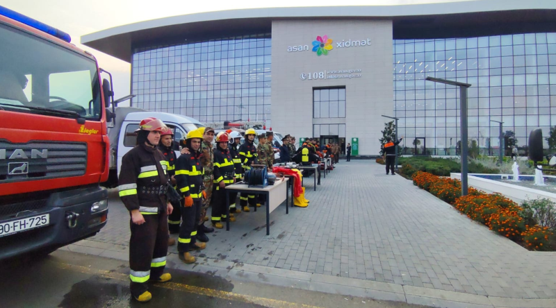 FHN Lənkəran “ASAN Xidmət”də mülki müdafiə təlimi keçirib - VİDEO