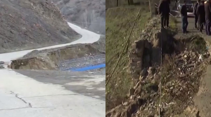 Cənubda 5 kəndə aparan yol təhlükə saçır - VİDEO