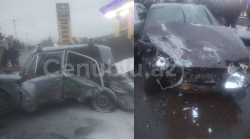 Masallıda iki avtomobil toqquşdu, xəsarət alanlar var - FOTO