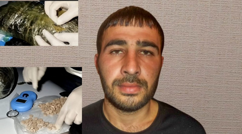 Biləsuvarda saxlanılan narkokuryerdən külli miqdarda narkotik vasitə və həblər aşkarlanıb