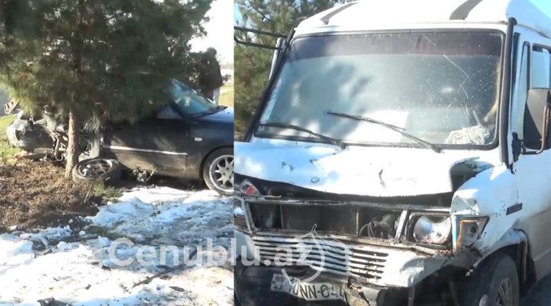 Cəlilabadda marşrut avtobusu qəzaya uğrayıb