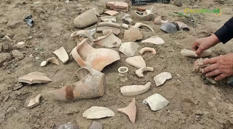 Cəlilabadda sürüşmə nəticəsində arxeoloji tapıntılar üzə çıxıb - VİDEO