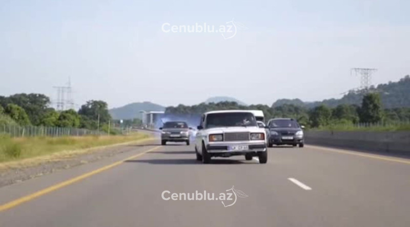 Lənkəranda magistral yolda təhlükəli şou - VİDEO