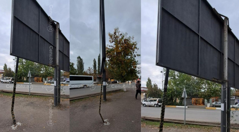 Lənkəranda qəzalı reklam  lövhəsi narahatlıq doğurur
