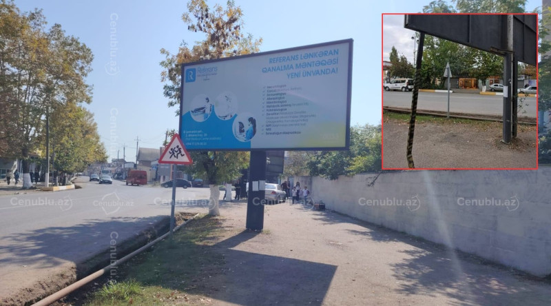 Lənkəranda təhlükə yaradan reklam lövhəsi bərpa edildi