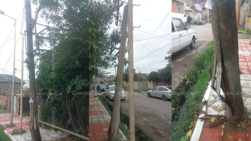 Lənkəranda qəzalı dirək aşmaq üzrədir