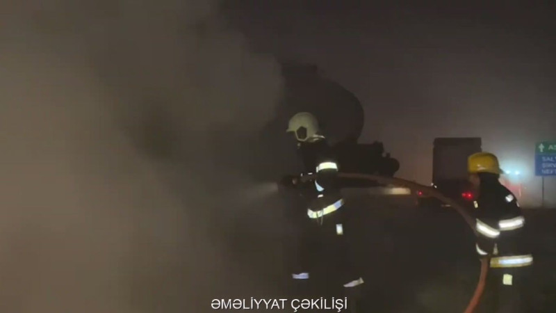 Ələt-Astara magistral avtomobil yolunda yük avtomobili yanıb