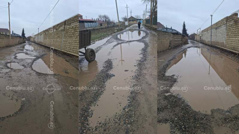 Cəlilabadda kənd yolu çala-çuxur içində