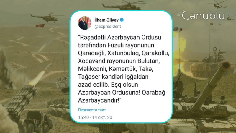 14 oktyabr 2020-ci il: Vətən müharibəsinin 18-ci günü