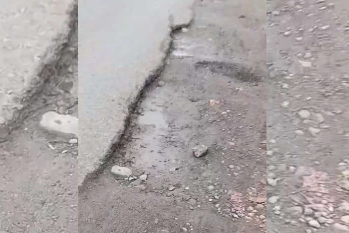 Lənkəranda yol sürücülər üçün təhlükəyə çevrilib - VİDEO