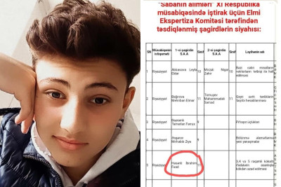 Astaralı şagird "Sabahın alimləri" XI Respublika müsabiqəsinin finalında