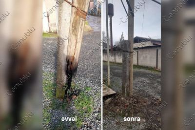 Lənkəranda: təhlükə yaradan dirək yenisi ilə əvəz olunub