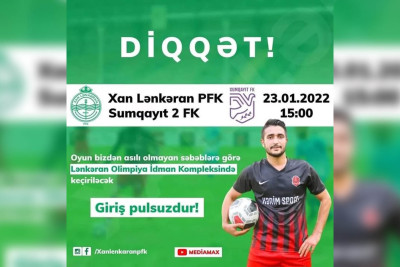 Xan Lənkəran: yoldaşlıq oyunu Olimpiya stadionunda keçiriləcək