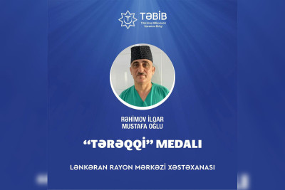 Lənkəran Regional Perinatal Mərkəzin həkimi “Tərəqqi” medalına layiq görülüb