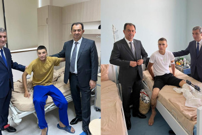 Lənkəran: Taleh Qaraşov birinci müavini ilə yaralı əsgərləri ziyarət edib