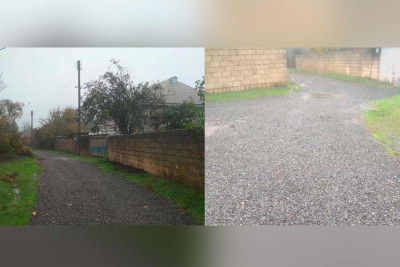 Masallıda xeyriyyəçilər kəndlərinin yolunu bərpa edirlər