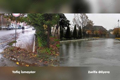 Lənkəranda yağışlar yağdı, xəndəklər dolub daşdı