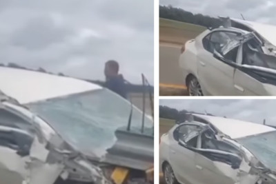 Masallıda qəza baş verib: avtomobil dəmir arakəsmələrə çarpılıb