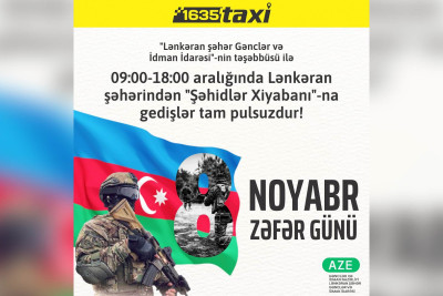 Lənkəran: Zəfər Günündə Şəhidlər Xiyabanına pulsuz gediş təşkil olunacaq