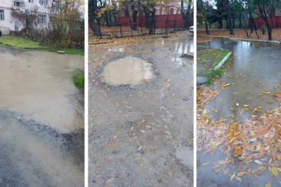 Lənkəran: şəhərin mərkəzi küçələrinin birində gölməçə yaranıb