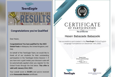 Lənkəranlı məktəbli Beynəlxalq İngilis dili Olimpiadasının finalında