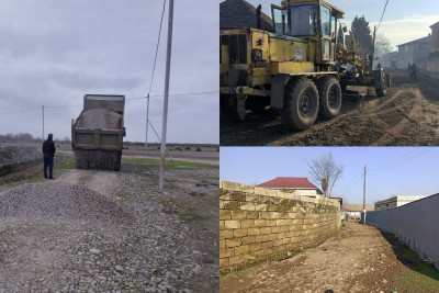 Masallıda yollara çınqıl səpilir