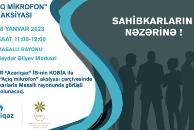 “Azəriqaz” İB Masallıda sahibkarlarla görüşəcək