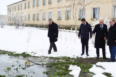 Masallı: məktəbin həyətində artezian quyusu qazılıb