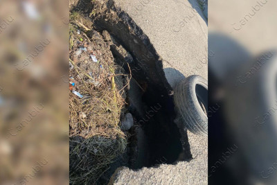 Lənkəranın bu küçəsində yol çöküb