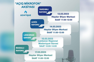 Yardımlı, Lerik, Lənkəran və Masallı rayonlarında “Açıq mikrofon” aksiyası keçiriləcək