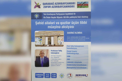 Lənkəranda şəhid ailələri və qazilər üçün tibbi aksiya keçiriləcək