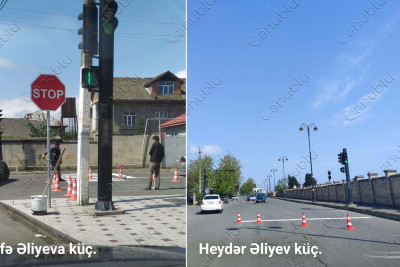Lənkəranın mərkəzi küçələrində nişanlanma işləri görülür