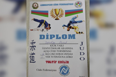 Lənkəranlı şagird açıq cüdo turnirində qızıl medal qazanıb