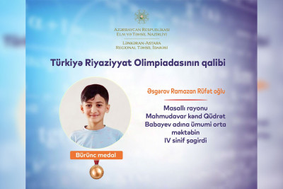 Masallılı şagird Türkiyə Riyaziyyat Olimpiadasının qalibi olub