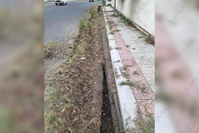 Lənkəranın bu küçəsinin xəndəyi uçub