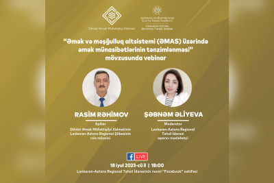 Lənkəran-Astara Regional Təhsil İdarəsi təhsil müəssisələrinin rəhbərləri üçün vebinar keçirəcək
