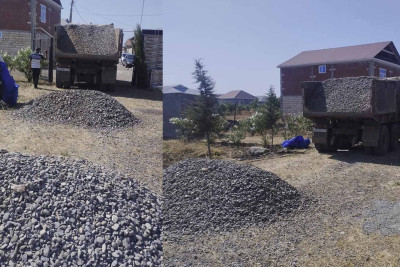 Cəlilabad rayonunun Uzuntəpə kəndinin yolları təmir olunur