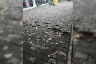 Lənkəranın mərkəzindəki piyada səkisi deformasiyaya uğrayıb