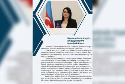 LDU əməkdaşı riyaziyyat üzrə fəlsəfə doktoru elmi dərəcəsi alıb
