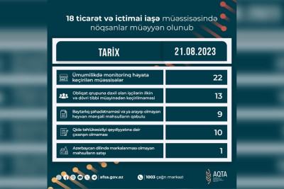 Lənkəranda bir sıra restoranlarda nöqsanlar müəyyən olunub