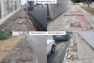 Astaranın mərkəzində yerləşən piyada səkiləri dağılıb