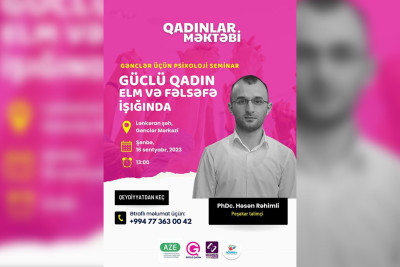 Lənkəranda “Güclü qadın elm və fəlsəfə işığında” adlı tədbir baş tutacaq