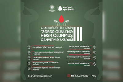 Masallıda Zəfər Günü ilə əlaqədar qanvermə aksiyası keçiriləcək