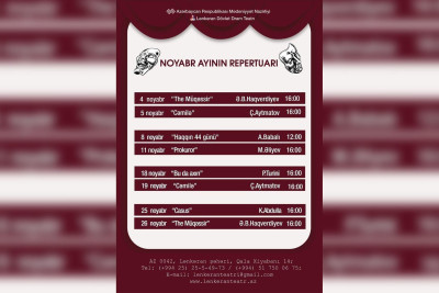 Lənkəran Dövlət Dram Teatrının noyabr repertuarı
