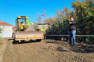 Masallı Ərkivan qəsəbəsinin yolunda təmir işləri aparılır