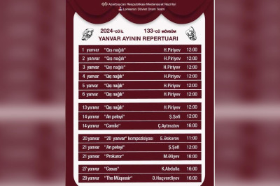 Lənkəran Dövlət Dram Teatrı yanvar repertuarını açıqlayıb