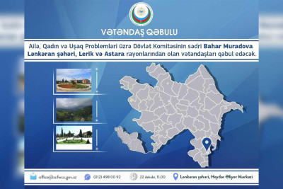 Bahar Muradova vətəndaşların qəbulunu keçirəcək
