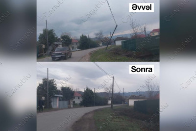 Astarada qəzalı dirək təmir olunub