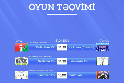 Region Liqasının Cənub zonası üzrə 4-cü tur oyunlarının təqvimini təqdim edirik